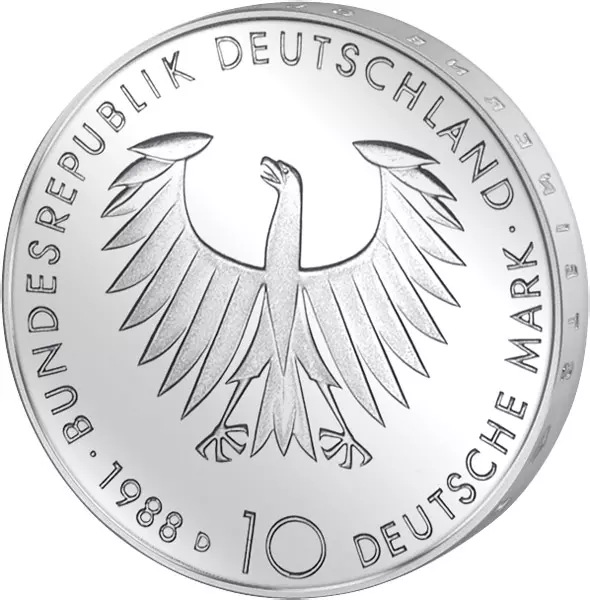 10 DM Münze BRD Arthur Schopenhauer 1988 Stempelglanz