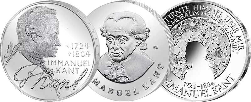 5 DM, 20 Mark, 20 Euro Spar-Set BRD und DDR Immanuel Kant 1974 und 2024