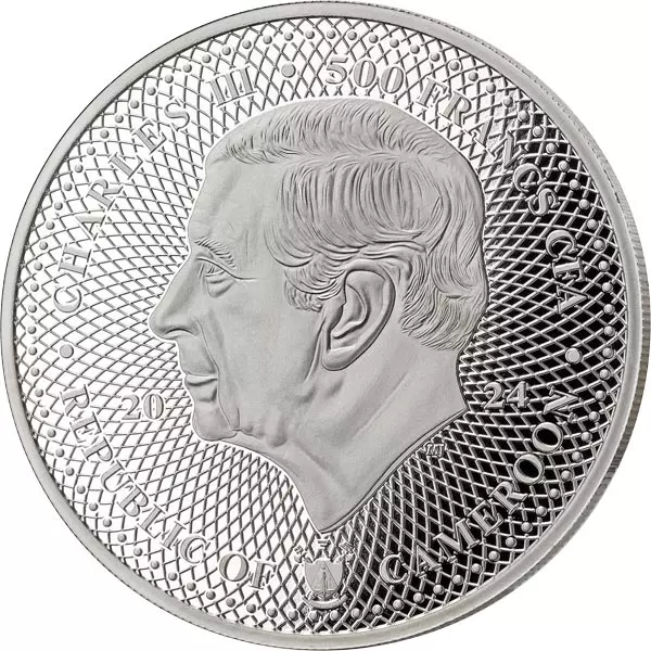 500 Francs Kamerun Mysterious Rhodium Indian Life - Indischer Blattschmetterling 2024