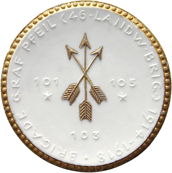 Porzellanmedaille Dresden auf die Brigade Graf Pfeil mit Golddekor