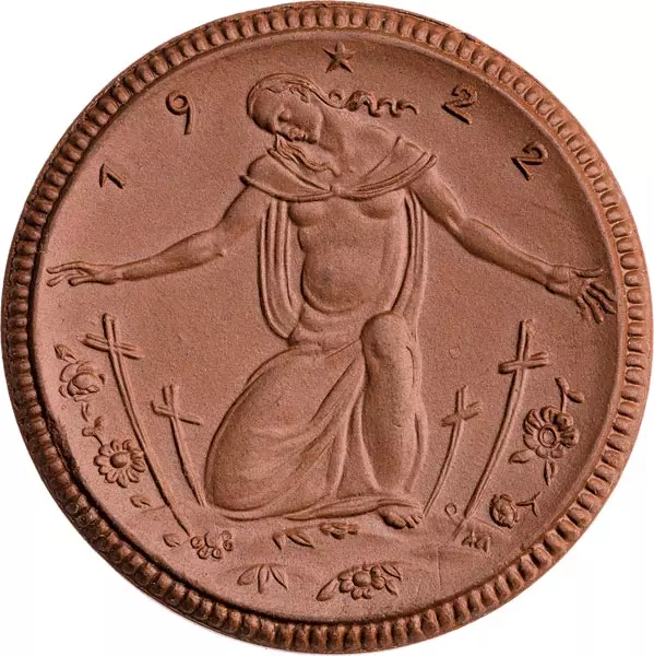 Porzellanmedaille Meißen Kriegergedächtnisstätte 1922