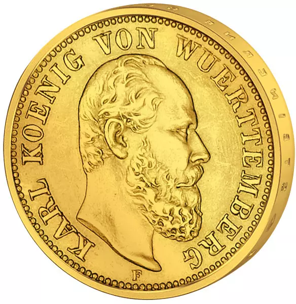 5 Mark Württemberg König Karl 1877-1878 5 Mark Württemberg König Karl 1877-1878
