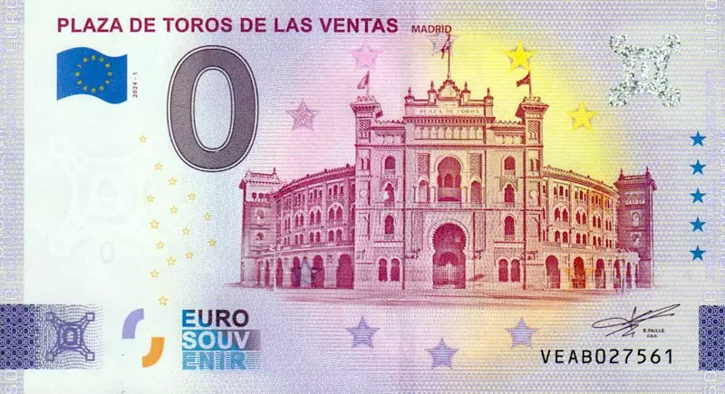 0-Euro-Banknote Spanien Plaza de Toros de las Ventas 2024