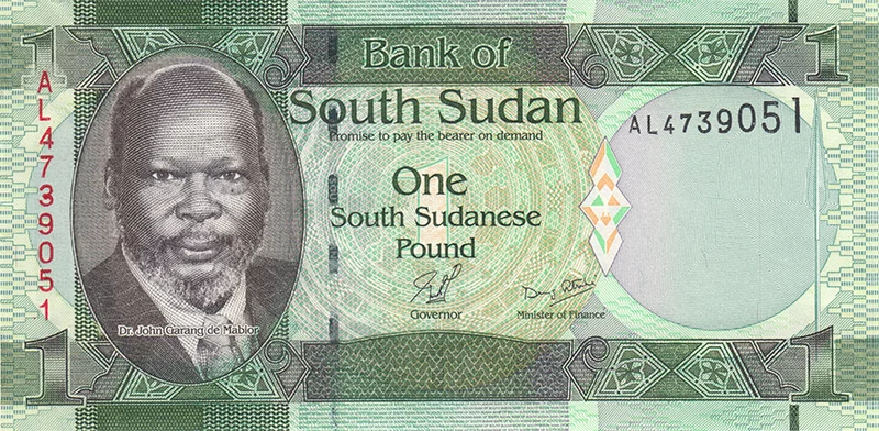 1 Pound Südsudan Banknote John Garang de Mabior 2011