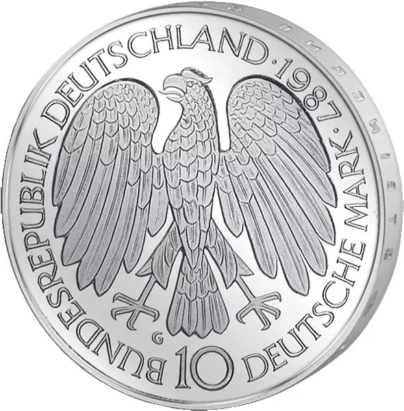 10 DM Münze BRD 30 Jahre Römische Verträge 1987 Polierte Platte
