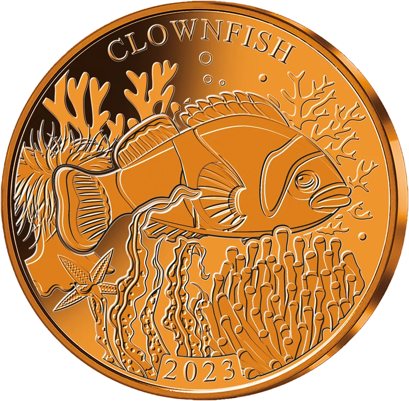 1 Dollar Barbados Titanmünzen Bunte Tierwelt - Clownfisch 2023