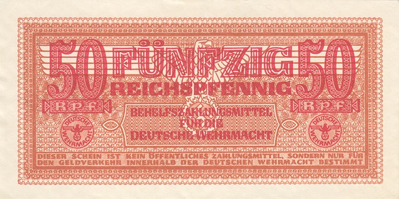 50 Reichspfennig Banknote Drittes Reich Wehrmachtsausgabe 1942