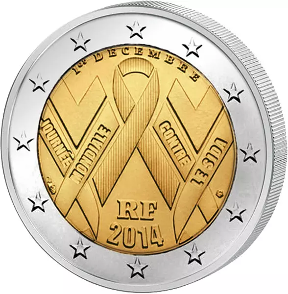 2 Euro Frankreich Welt-AIDS-Tag 2014 2 Euro Frankreich Welt-AIDS-Tag 2014