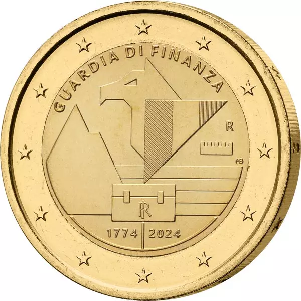 2-Euro-Gedenkmünze Italien Guardia di Finanza 2024 als vollvergoldete Premiumausgabe