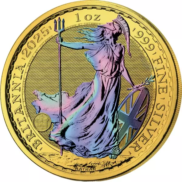 2 Pounds Großbritannien Britannia 2025 Golden Holographic