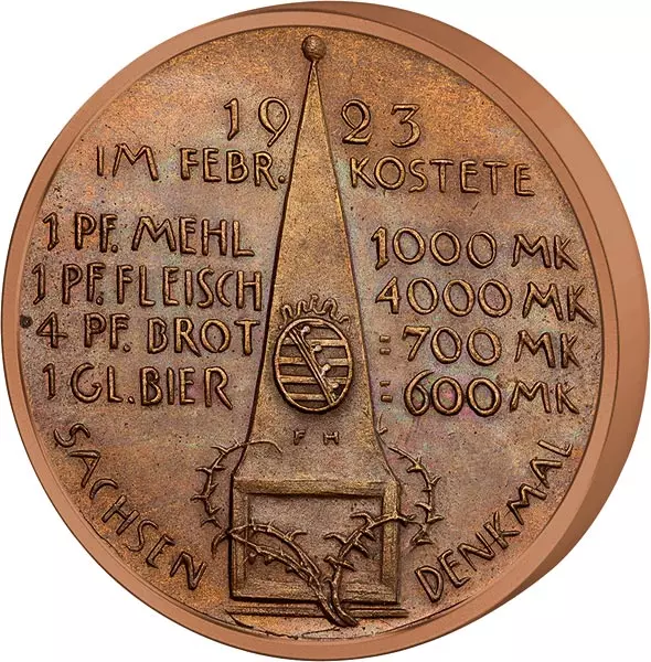 Bronzemedaille Sachsen Teuerung in Sachsen 1923