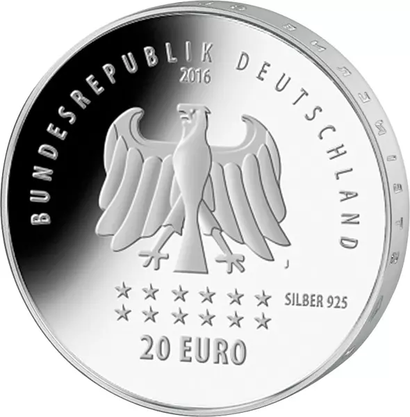 20 Euro BRD 175 Jahre Deutschlandlied 2016 Stempelglanz