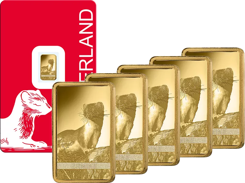 5 x 1 Gramm Goldbarren Hermelin 2026