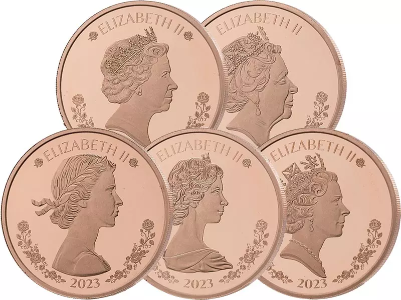 5 x 100 Francs Benin Porträtset Queen Elizabeth II. 2023