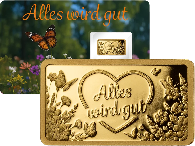 100 Francs Goldbarren Alles wird gut 2026 in Coincard