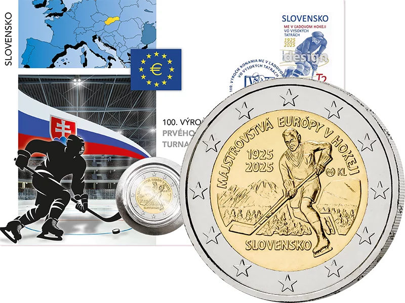 2 Euro Numisbrief Slowakei 100 Jahre Sporttunier - Eishockey-WM 2025