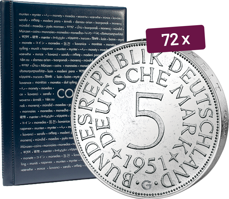 72 x 5 DM BRD Jahrgangs-Kollektion Siberadler 1951-1974 (ohne 1958 J)