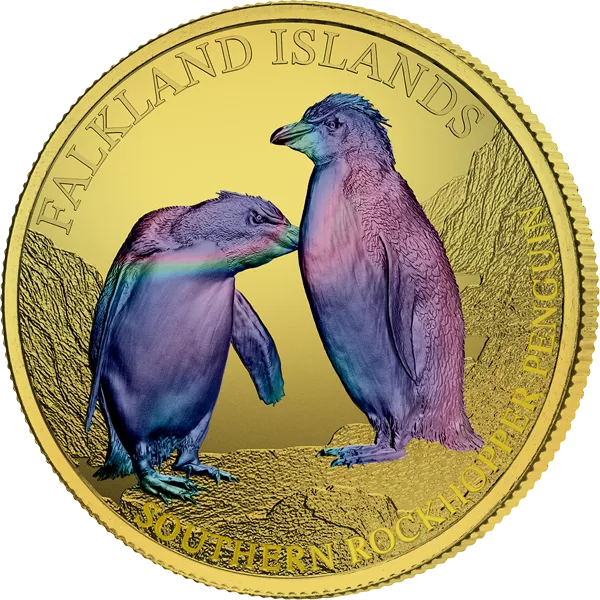 5 Pounds Falklandinseln Southern Rockhopper Penguin 2026 Golden Holographic