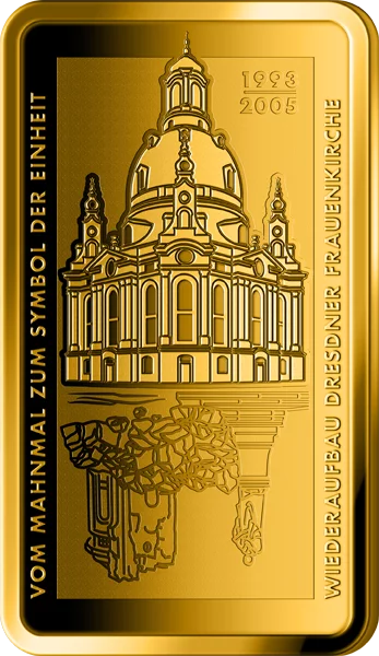 Goldbarren 35 Jahre Deutsche Einheit - Wiederaufbau Dresdner Frauenkirche