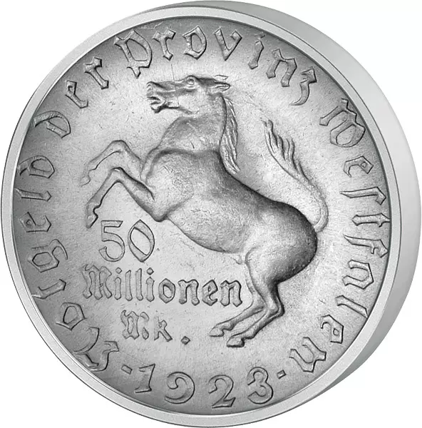 50 Millionen Mark vom Stein/Westfalenroß 1923 Sehr schön 50 Millionen Mark vom Stein/Westfalenroß 1923 Sehr schön