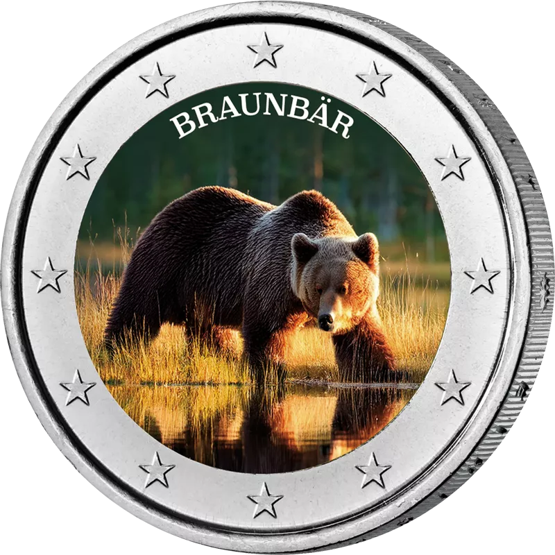 4 x 2 Euro Europas Wildtiere 2026 mit Farb-Applikation