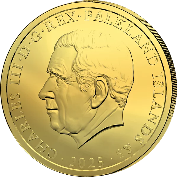 5 Pounds Falkland King Penguin 2025 Golden Holographic 5 Pounds Falkland King Penguin 2025 Golden Holographic