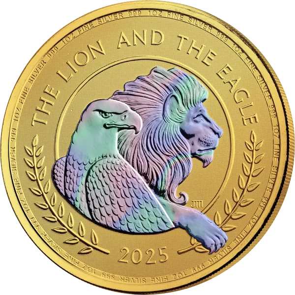 2 Pounds Großbritannien British Eagle and American Eagle 2025 Golden Holographic