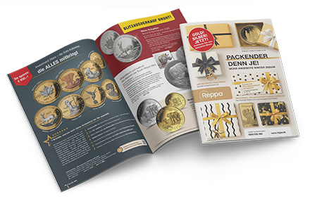 Titel- und Innenseiten des aktuellen Reppa Münzenkatalogs