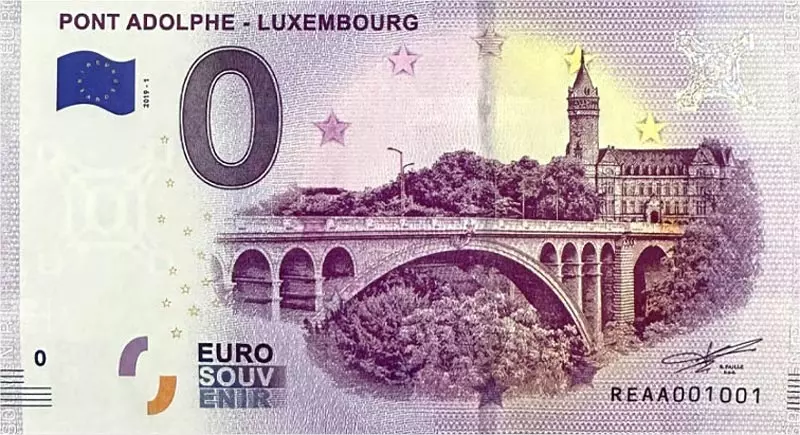 0-Euro-Banknote Luxemburg Adolphe-Brücke 2019