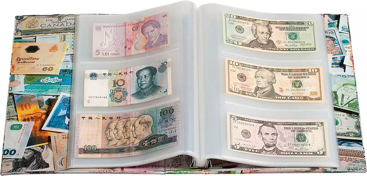 Banknotenalbum Bills mit 100 fest eingebundenen Hüllen