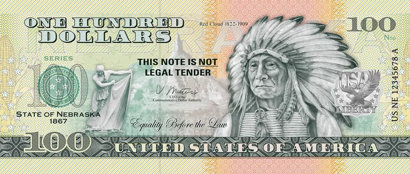 100 Dollars USA Banknote State Dollar - Nebraska Red Cloud 2022