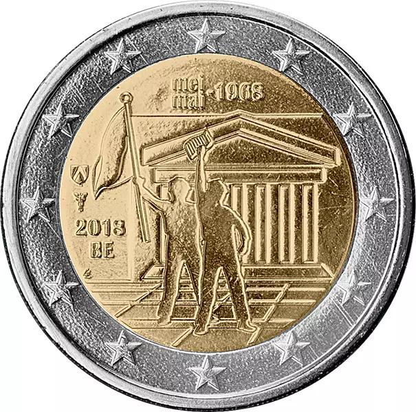 2 Euro Belgien 50 Jahre Maiaufstände 2018 pfr