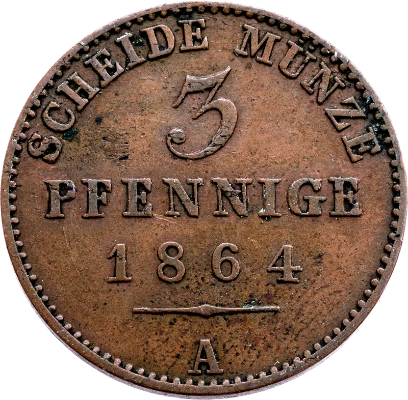 3 Pfennig Reuß Fürst Heinrich LXVII. 1855,1858,1862,1864
