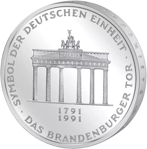 10 DM Münze BRD Brandenburger Tor 1991 Stempelglanz