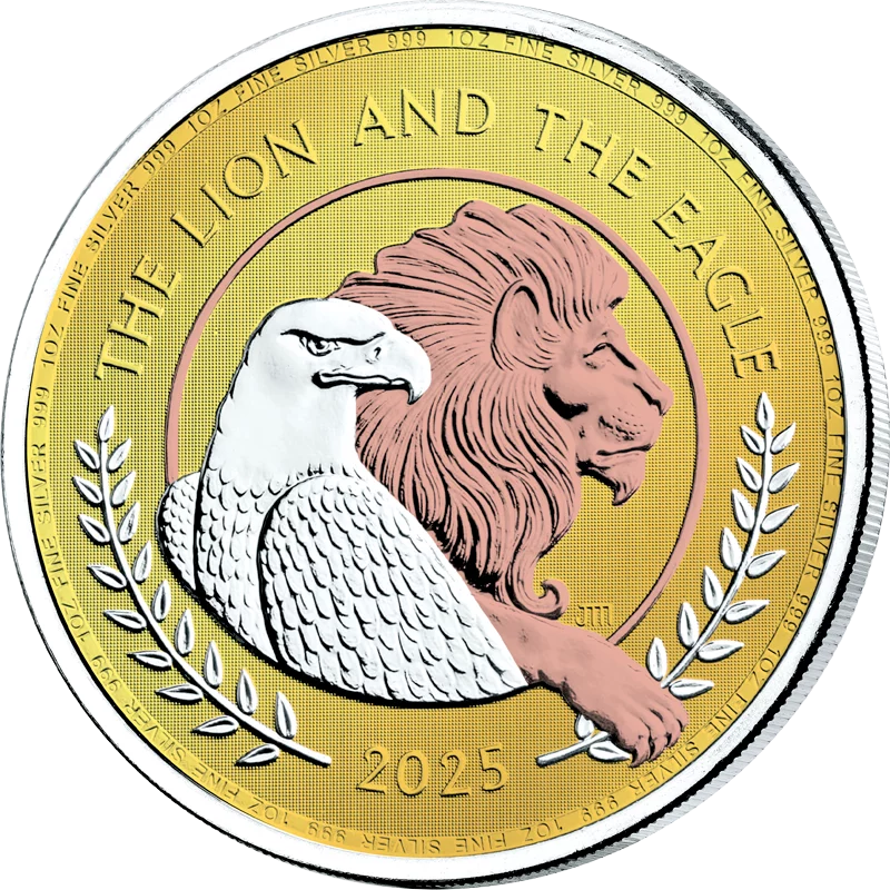 2 Pounds Großbritannien British Lion and American Eagle 2025 Triple Gold Edition