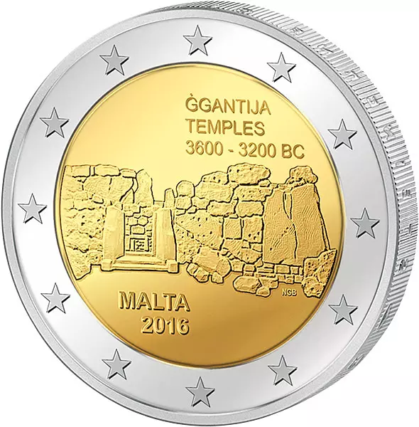 2 Euro Malta Ggantija-Tempel Gozo 2016
