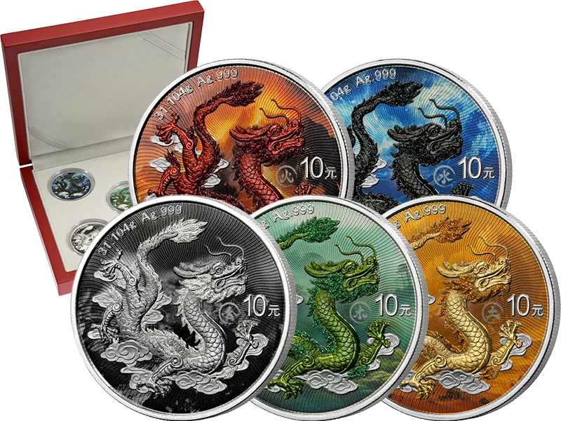 5 x 10 Yuan China Wu Xing Dragon Collection 2026