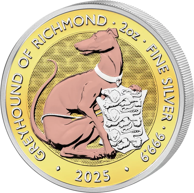 5 Pounds Großbritannien The Greyhound of Richmond 2025 Triple Gold Edition