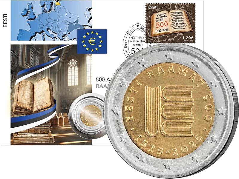 2 Euro Numisbrief Estland 500 Jahre erster Textdruck in estnisch 2025