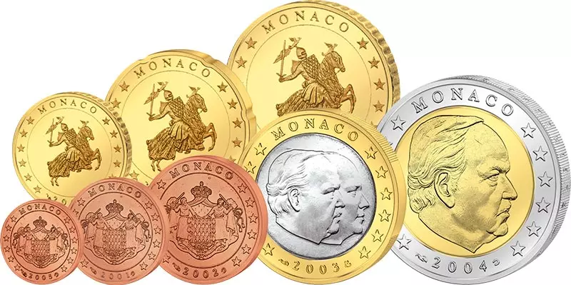 1 Cent - 2 Euro Kursmünzensatz Monaco 2001 - 2005