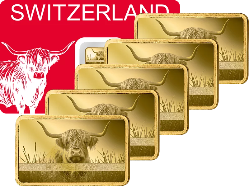 5 x 1 Gramm Goldbarren Highland Cow 2026