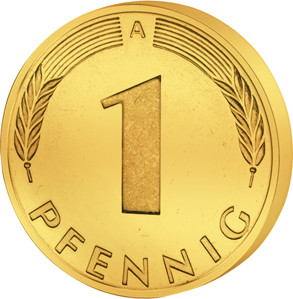 1 Pfennig BRD Glückspfennig, Unedles Metall