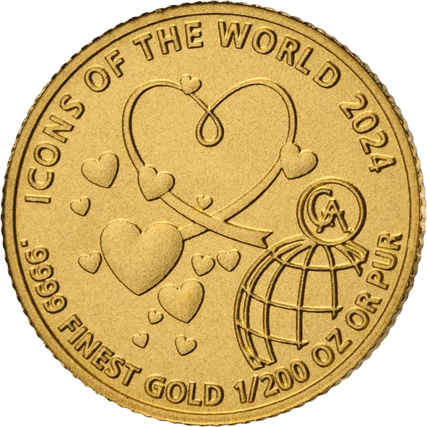1/200 Unze Gold Ruanda Icons of the World - Valentinstag 2024