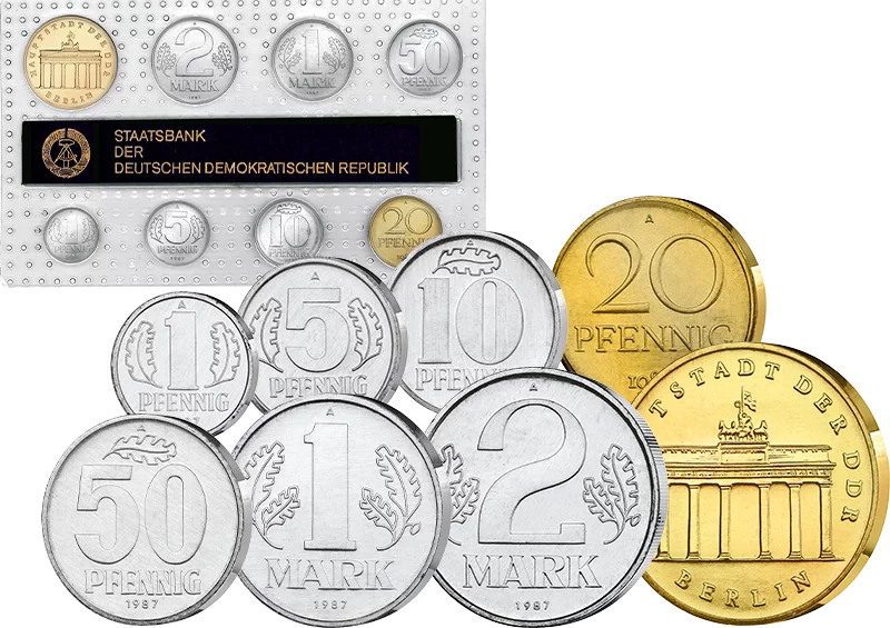 1 Pfennig - 5 Mark DDR Kursmünzensatz 1987