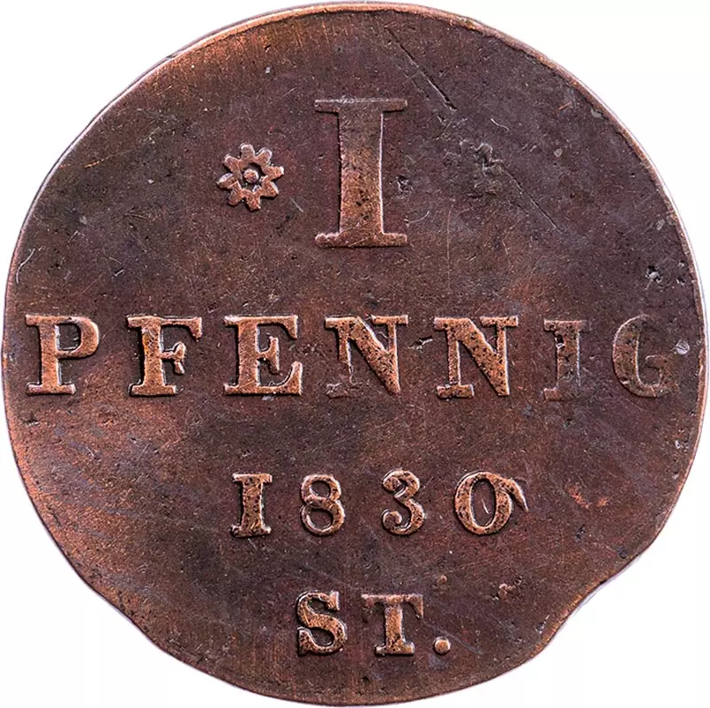 1 Pfennig Lippe Fürst Paul Alexander Leopold 1828 - 1830, 1836 und 1840