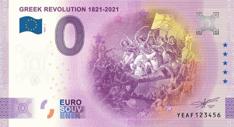 0-Euro-Banknote Griechenland 200 Jahre Griechische Revolution 2021