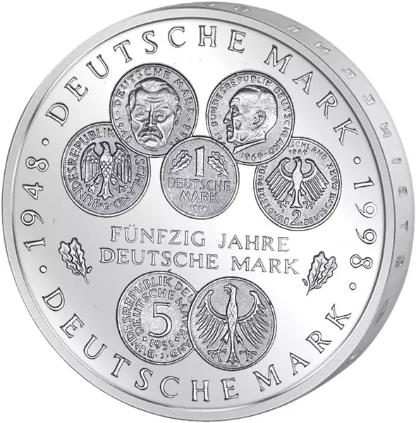 10 DM Münze BRD 50 Jahre Deutsche Mark 1998 Stempelglanz