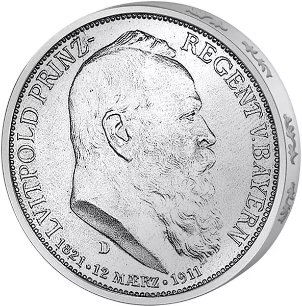 5 Mark Bayern 90. Geburtstag Prinzregent Luitpolds 1911