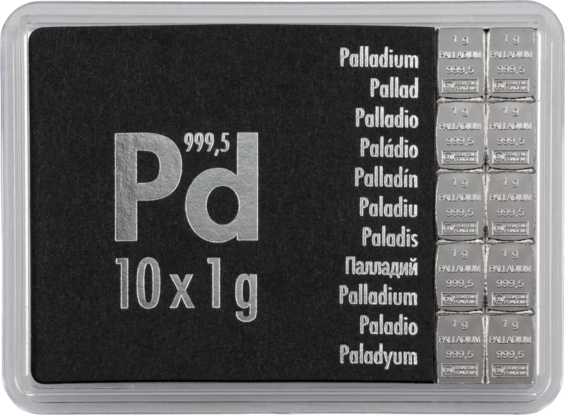 10 x 1 Gramm Palladium-Knickbarren CombiBar