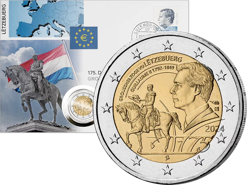 2 Euro Numisbrief Luxemburg 175. Todestag Großherzog Guillaume II 2024